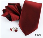 Fotka - NOVÉ-kravata+kapesníček+manžetové knoflíčky-sada- tmavě červená - Fotografie č. 1